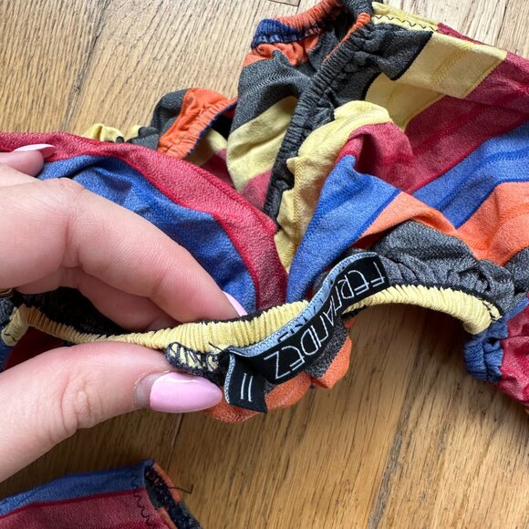 Lisa Marie Fernandez Leandra Two-Piece Bikini Multicolored Stripes Bubble Sleeve - Picture 4 of 9